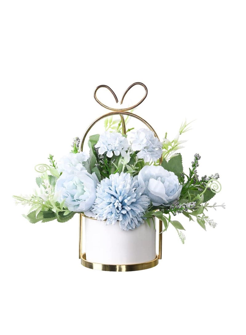 Captaintech Hydrangea Artificial Flowers, Faux Hydrangea Flowers for Mother Day Gifts, Silk Hydrangea Fake Flowers for Wedding Centerpieces Party Decor, Chrysanthemum Potted Blue - Image 1