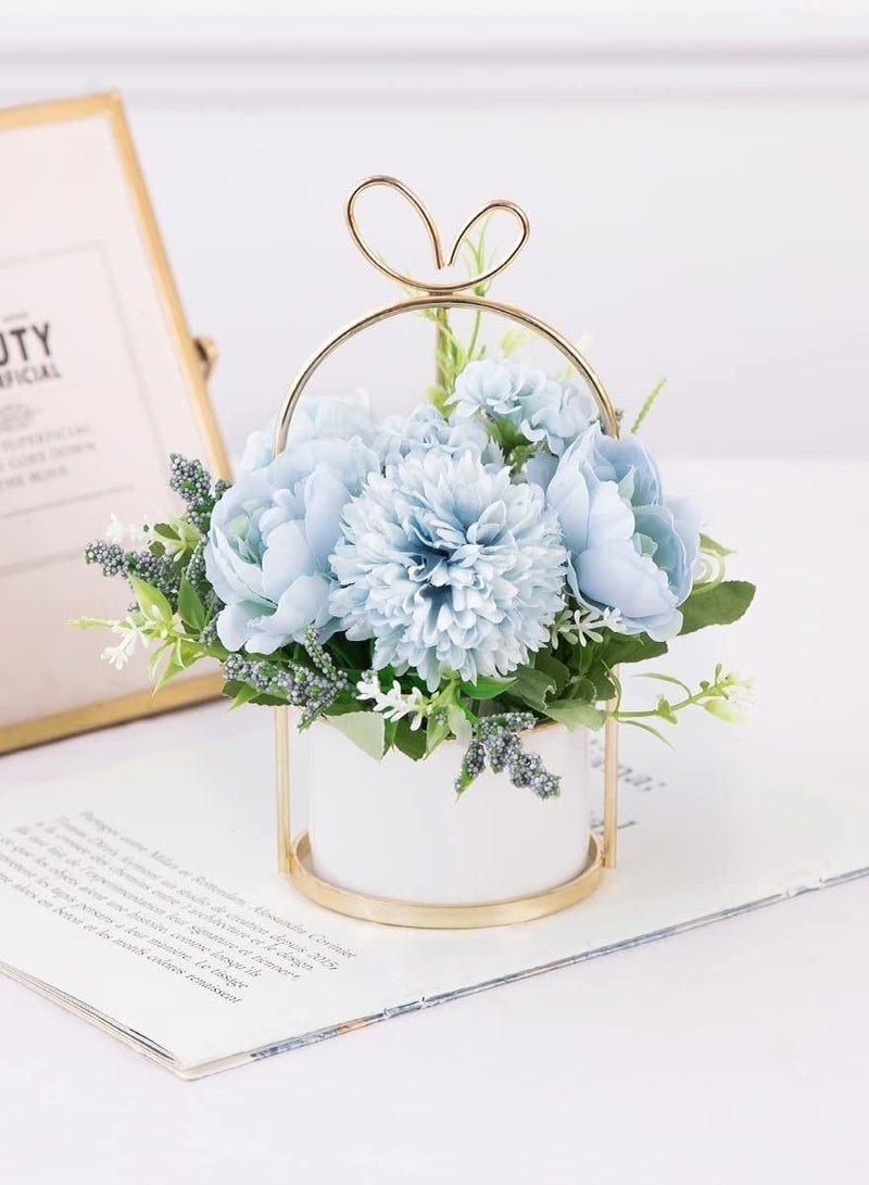 Captaintech Hydrangea Artificial Flowers, Faux Hydrangea Flowers for Mother Day Gifts, Silk Hydrangea Fake Flowers for Wedding Centerpieces Party Decor, Chrysanthemum Potted Blue - Image 3