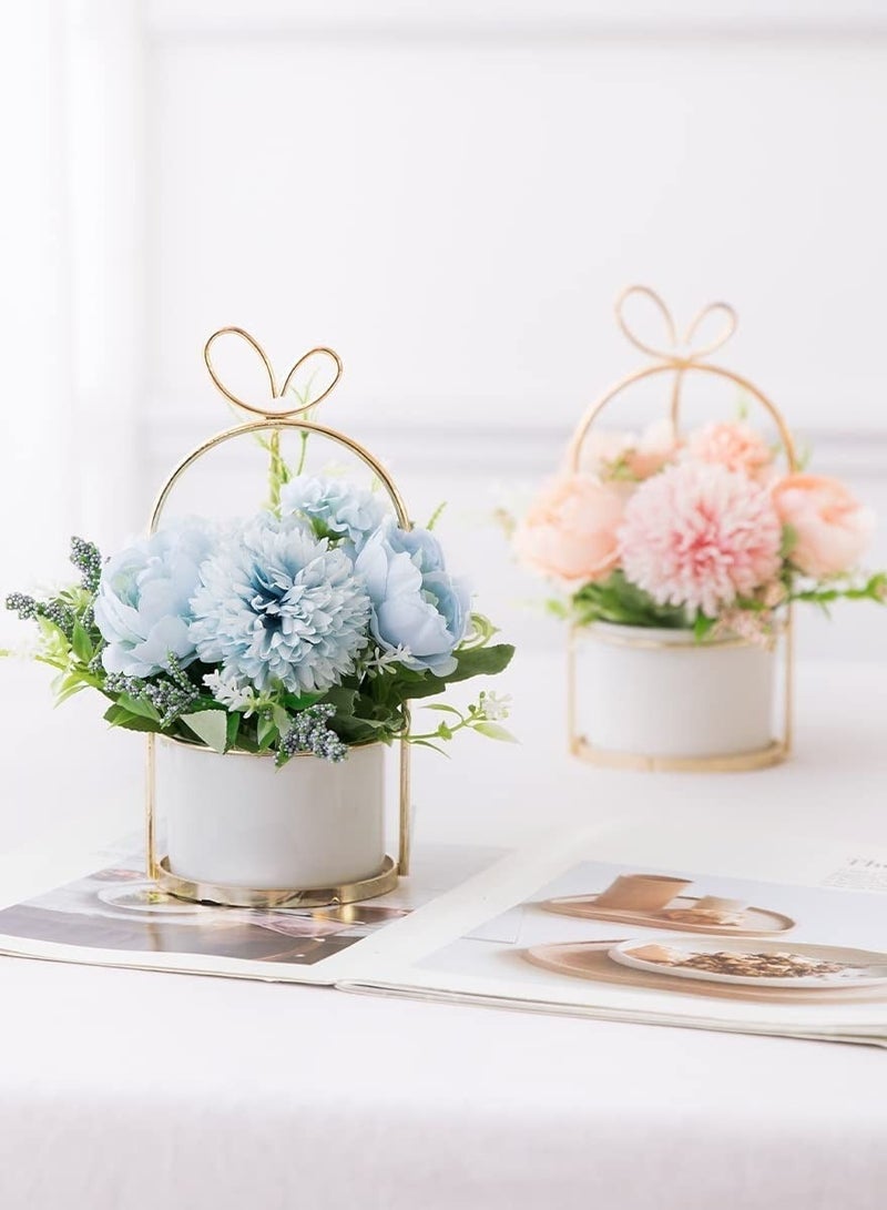 Captaintech Hydrangea Artificial Flowers, Faux Hydrangea Flowers for Mother Day Gifts, Silk Hydrangea Fake Flowers for Wedding Centerpieces Party Decor, Chrysanthemum Potted Blue - Image 4