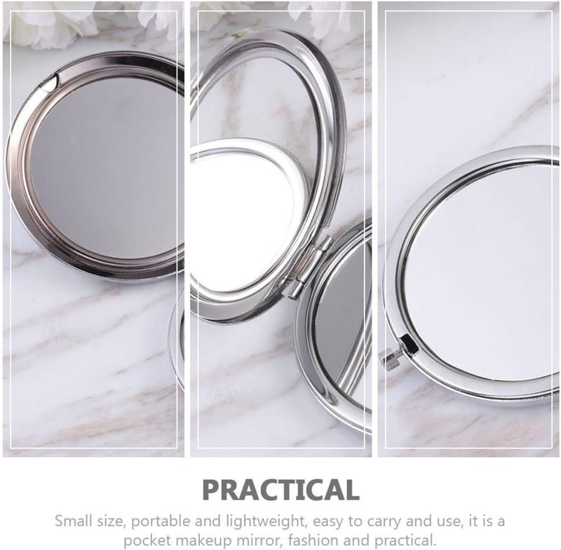 5pcs Double-Sided Folding Cosmetic Mirrors Small Travel Makeup Mirrors Light Gold Metal Frame for Women Portable Vanity Use - Image 3