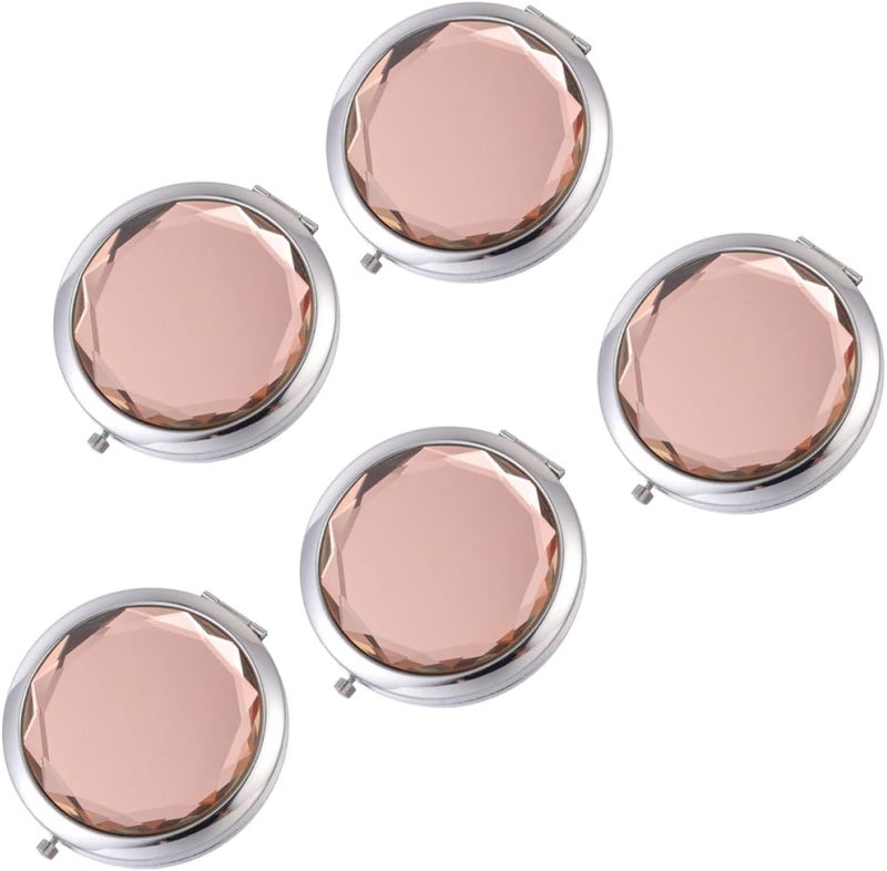 5pcs Double-Sided Folding Cosmetic Mirrors Small Travel Makeup Mirrors Light Gold Metal Frame for Women Portable Vanity Use - Image 1