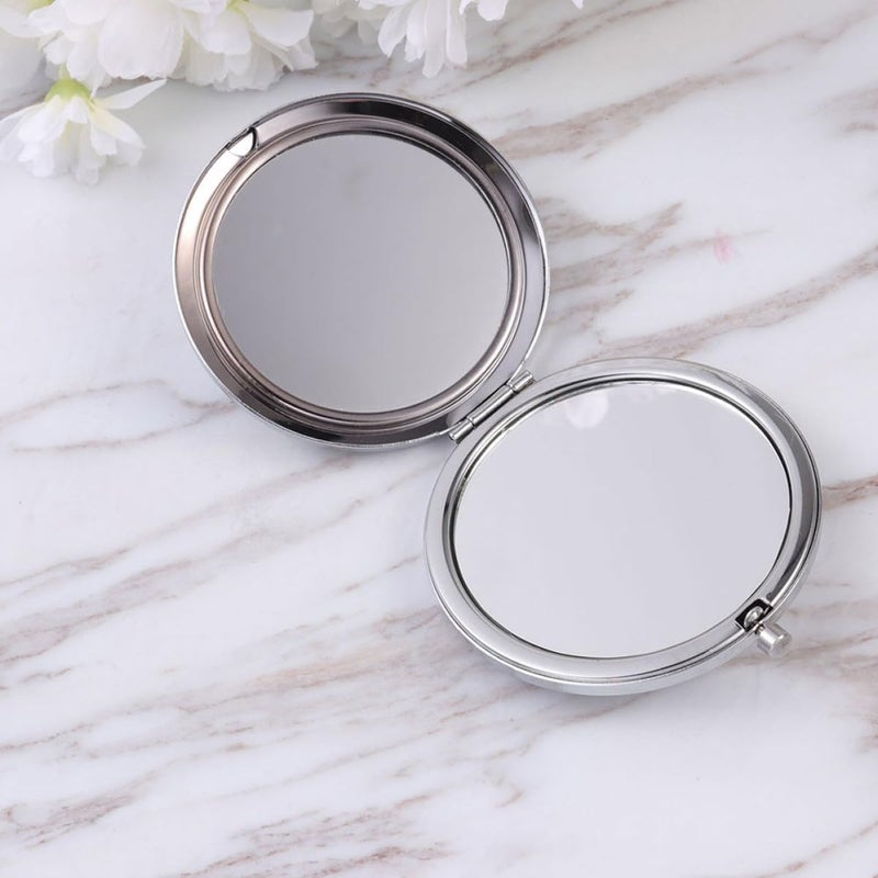 5pcs Double-Sided Folding Cosmetic Mirrors Small Travel Makeup Mirrors Light Gold Metal Frame for Women Portable Vanity Use - Image 5