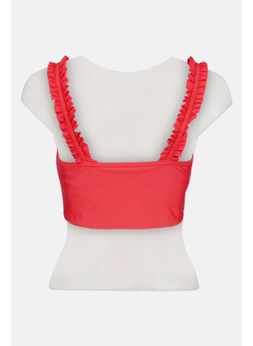 Aerie Women Plain Padded Bra, Red  - Image 2