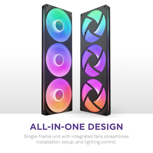 NZXT F420 RGB Core 420mm SingleFrame Fan Unit with 3 x 140mm RGB Fans Speed Lighting Control High Static Pressure Airflow Fluid Dynamic Bearings 8 aRGB LEDs Per Fan Black - Image 3