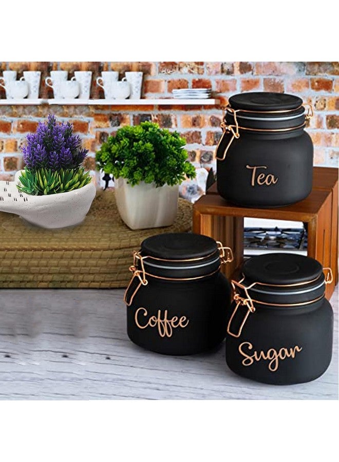 Brezzycloud Classic Glass Airtight Tea Coffee Sugar Containers For Kitchen Storage Container With Lid For Tea Coffee & Sugar, Dry Fruit Jars, Storage Box, Set Of 3, Clear - Image 1