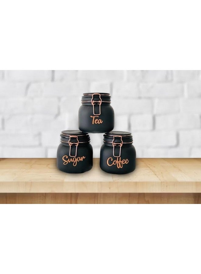 Brezzycloud Classic Glass Airtight Tea Coffee Sugar Containers For Kitchen Storage Container With Lid For Tea Coffee & Sugar, Dry Fruit Jars, Storage Box, Set Of 3, Clear - Image 2