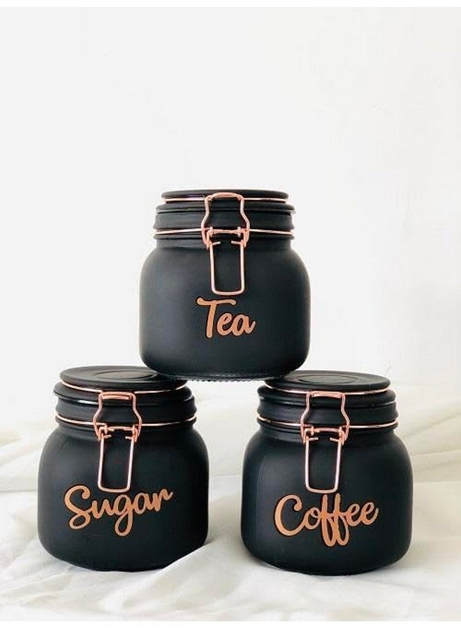 Brezzycloud Classic Glass Airtight Tea Coffee Sugar Containers For Kitchen Storage Container With Lid For Tea Coffee & Sugar, Dry Fruit Jars, Storage Box, Set Of 3, Clear - Image 4