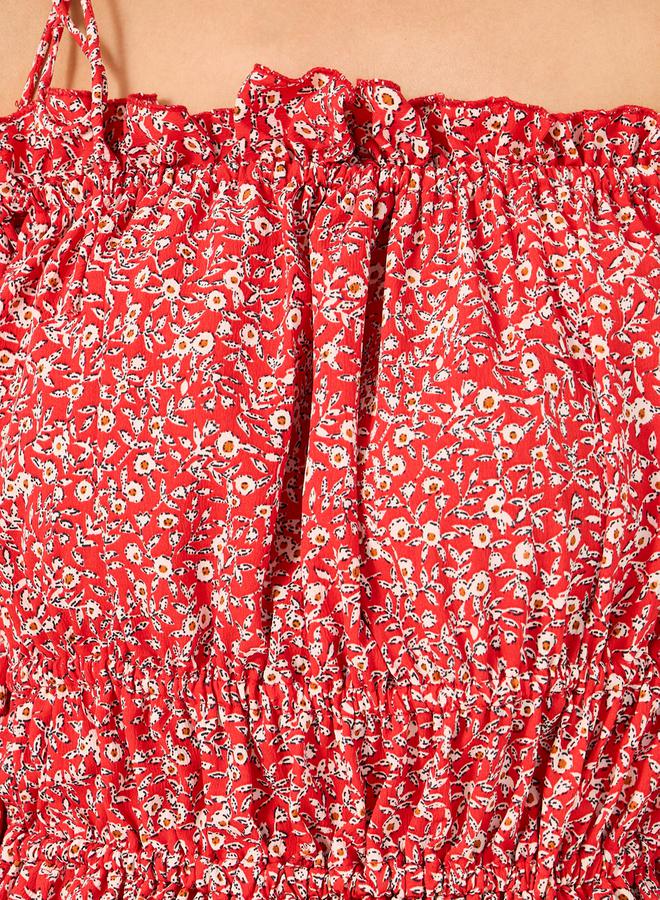 Styli Styli Ditsy Print Off Shoulder A-Line Midi Dress  - Image 4