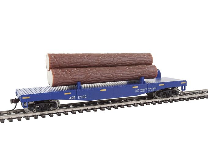 Walthers Trainline Log Dump Car with 3 Logs-Ready to Run-Alaska Railroad #17102 (Blue, Yellow Conspicuity Marks) 931-1770 HO Scale Model Railroad Freight Model - Image 5