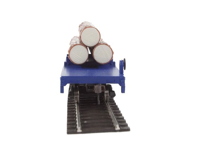 Walthers Trainline Log Dump Car with 3 Logs-Ready to Run-Alaska Railroad #17102 (Blue, Yellow Conspicuity Marks) 931-1770 HO Scale Model Railroad Freight Model - Image 3