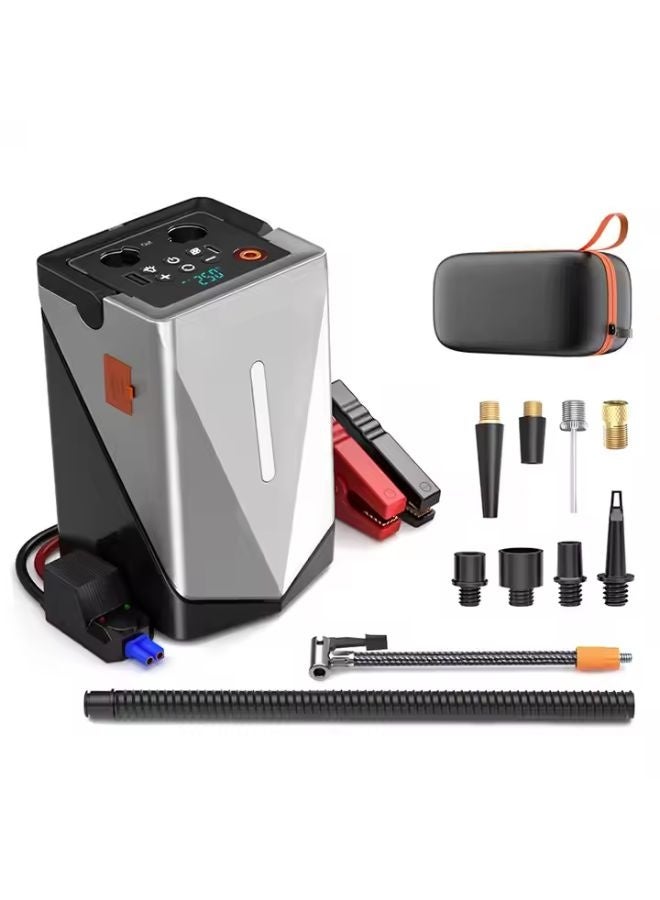 Portable Car Jump Starter Electric Air Blower Car Air Compressor1000A 14.8V 150PSI 12000mAh Inflation Pump Suction Blowing all-in-one New 14.8V Multi-function Jump Starter Booster 3L Diesel Smart Jumper with Display and Emergency Light