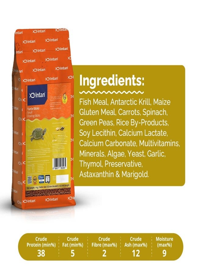 Intan Turtle Sticks (Small 1.5mm x 3-4.5mm Floating) | 1Kg - Highly Nutritious Ornamental Fish Food for Turtles, Amphibians & Newts | Growel Feeds - Image 3