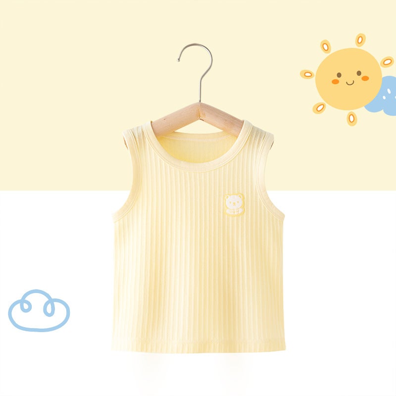 Newborn Baby''s Vest Boys'' Inner Wear Base Girls'' Sling Children''s Vest Pure Cotton Summer Thin Summer Dress - Image 1