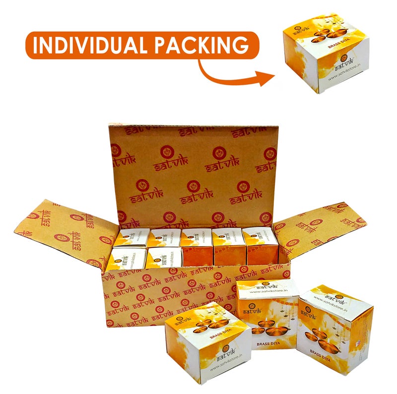 CRAFTSMAN SATVIK 10 Pc Brass Diya for Diwali Decoration. Handmade Oil Lamp with Golden Engraved Made of Virgin Brass Metal. Diwali Diya Vilakku for Puja Pooja. Traditional Indian Deepawali Gift Items - Image 3