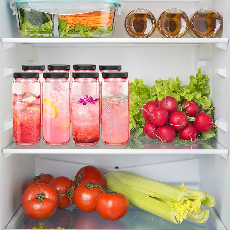 Ruckae Pink 16oz 10 Pack Juice Bottles, Glass Bottles Juicing with Lids, Smoothie Cup Lids and Straws, Water Bottle Mason Jar Drinking Glasses for Juicing, Smoothies, Kombucha - Image 5