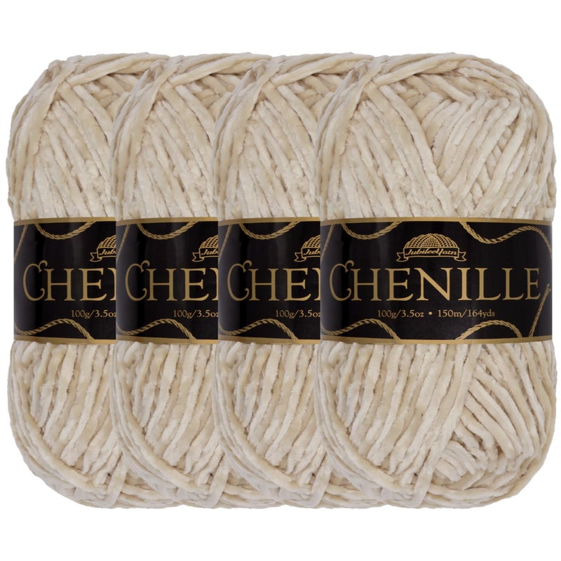 BambooMN خيوط جوبيل يارن شينيل وزن متوسط 100 جرام 4 خيوط 101 أوبال