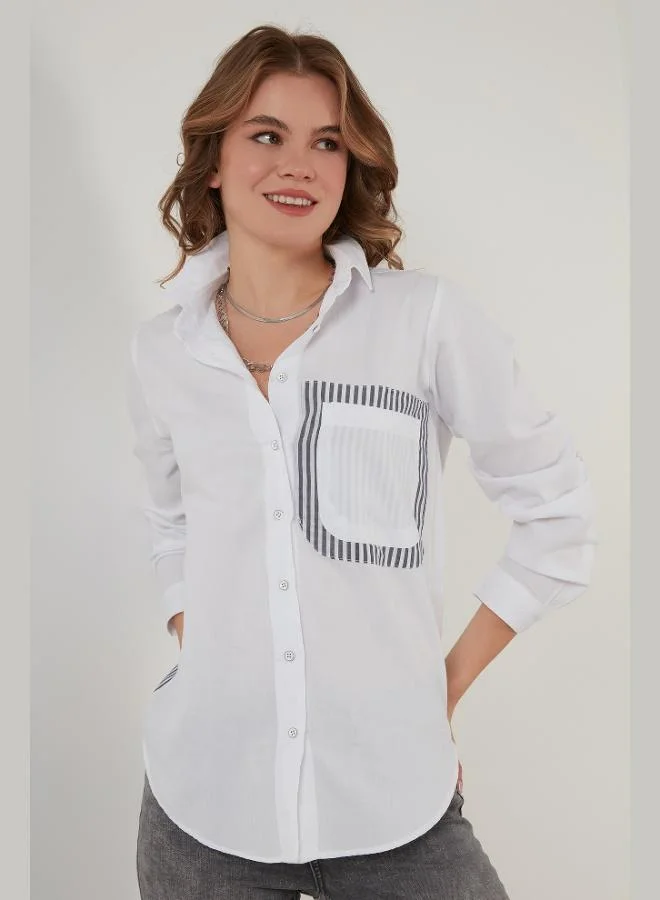 Lela Lela Asymmetrical Back Detailed Striped 100% Cotton Shirt Women's SHIRT 51435691