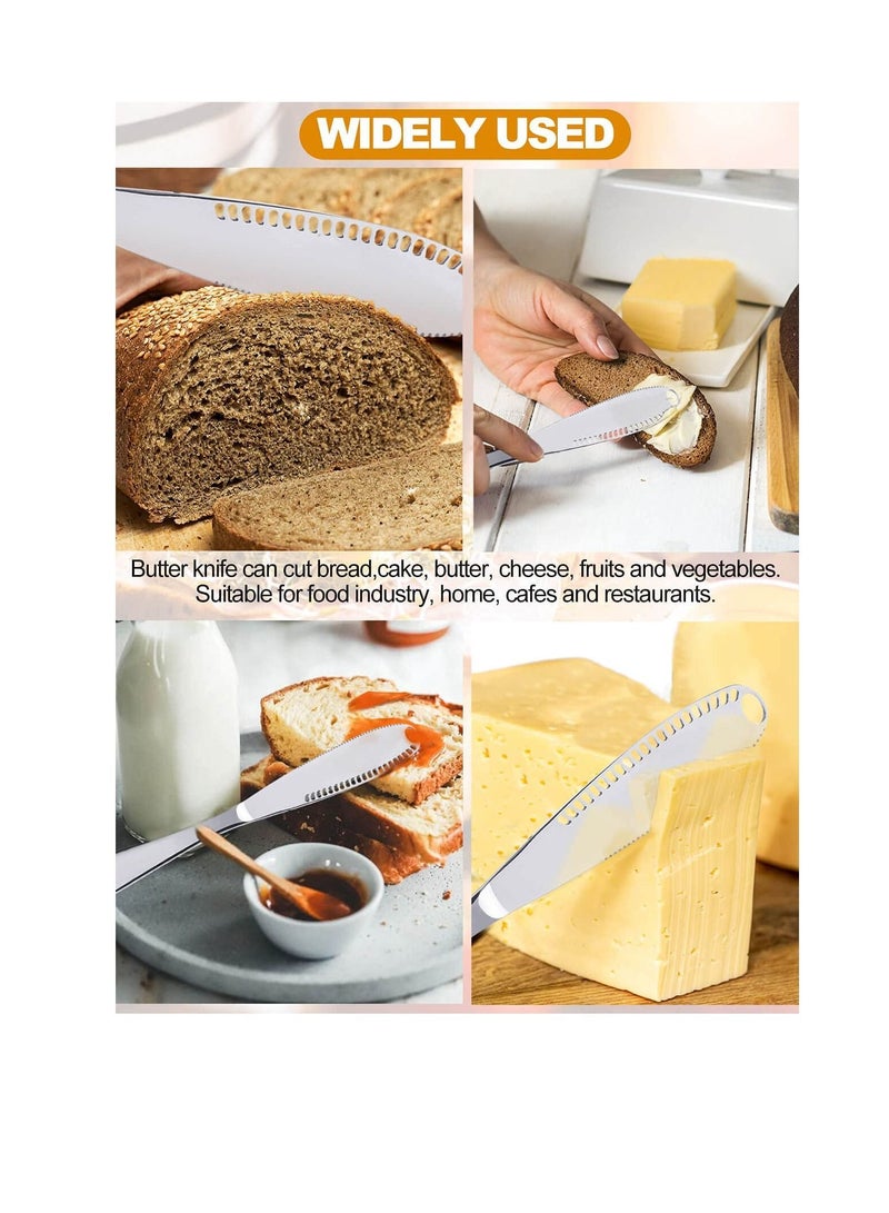 نيبمينينت سكين توزيع الزبدة من الفولاذ المقاوم للصدأ ، KASTWAVE 3 في 1 متعدد الوظائف أداة تجعيد وموزعة بحافة مسننة لجيلي مربى الجبن بالزبدة هدية أدوات مطبخ الخبز (عبوتان) - Image 4