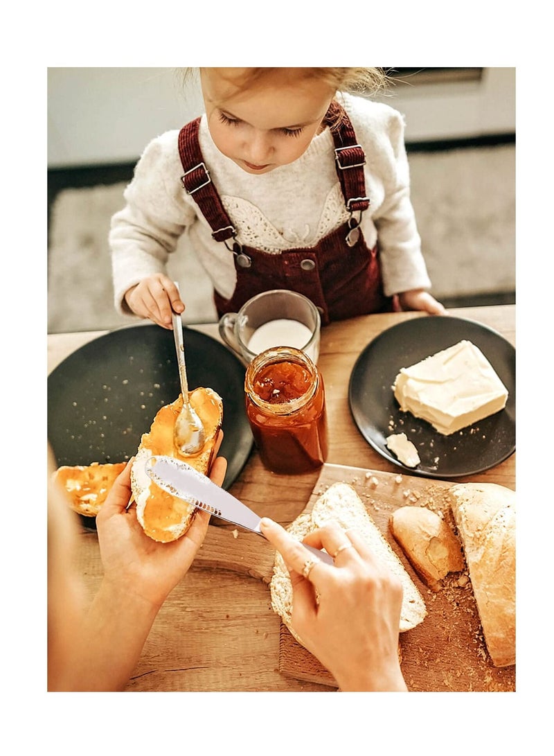 نيبمينينت سكين توزيع الزبدة من الفولاذ المقاوم للصدأ ، KASTWAVE 3 في 1 متعدد الوظائف أداة تجعيد وموزعة بحافة مسننة لجيلي مربى الجبن بالزبدة هدية أدوات مطبخ الخبز (عبوتان) - Image 5