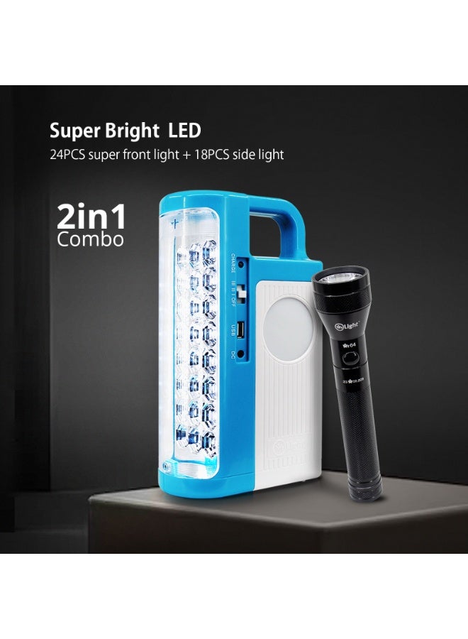 مستر لايت مصباح وفانوس قابل لإعادة الشحن مع وظيفة شاحن USB للجوال ، 46 قطعة LED وغطاء شفاف غير قابل للكسر مع مقبس شاحن للطاقة الشمسية للتخييم والتنزه والأنشطة الخارجية - Image 1