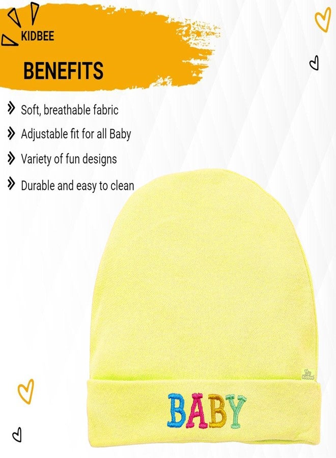 Kidbee Baby Unisex Boys & Girls Cotton Soft Baby Embroidery Cap (Pack of 1) (in, Age, 6 Months, 12 Months, Yellow) - Image 5