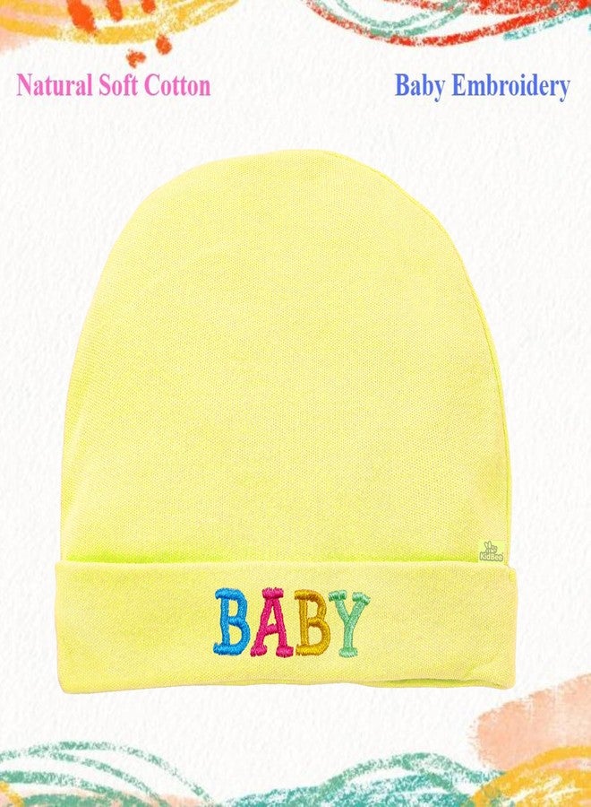 Kidbee Baby Unisex Boys & Girls Cotton Soft Baby Embroidery Cap (Pack of 1) (in, Age, 6 Months, 12 Months, Yellow) - Image 4