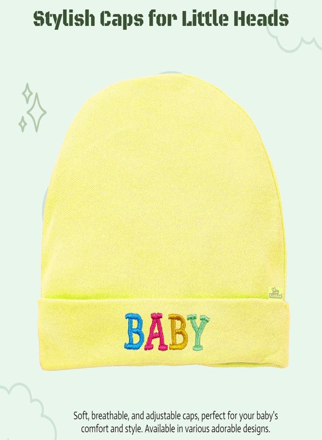 Kidbee Baby Unisex Boys & Girls Cotton Soft Baby Embroidery Cap (Pack of 1) (in, Age, 6 Months, 12 Months, Yellow) - Image 2