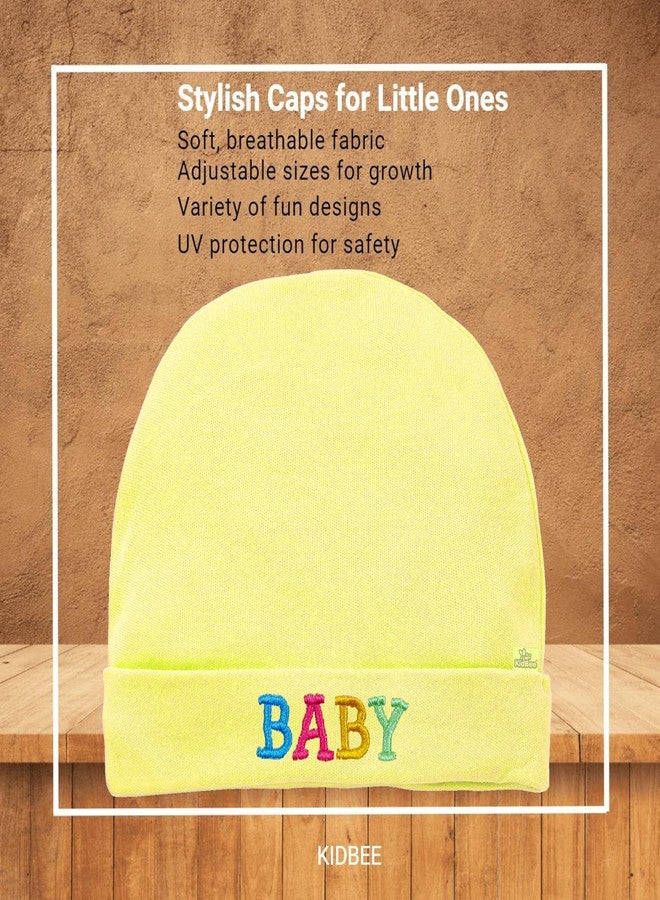 Kidbee Baby Unisex Boys & Girls Cotton Soft Baby Embroidery Cap (Pack of 1) (in, Age, 6 Months, 12 Months, Yellow) - Image 3