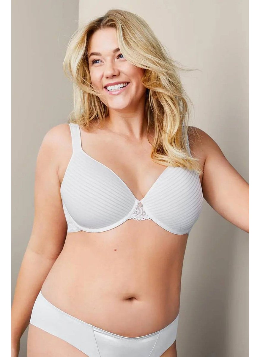Tchibo Women Stripe Underwire Padded Bra, White  - Image 1