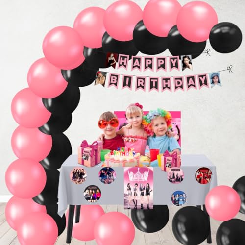 PrettyurParty PRETTY UR PARTY BlackPink Party Decorations Kit-80 pcs Include Bunting, Poster, Balloons, Thank You, Centerpiece, Danglers Caps, Party Supplies, K-Pop Birthday Decor, DIY Bday Decoration for Kids - Image 4