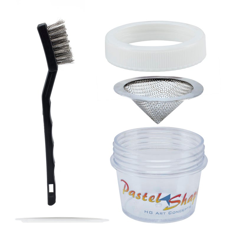 HG Art Concepts Pastel Sharpener Shaper with Storage Jar Shapes Soft Pastels to A Point Or Shape Complete Set with Wire Brush Mesh Funnel Storage Jars - Image 2