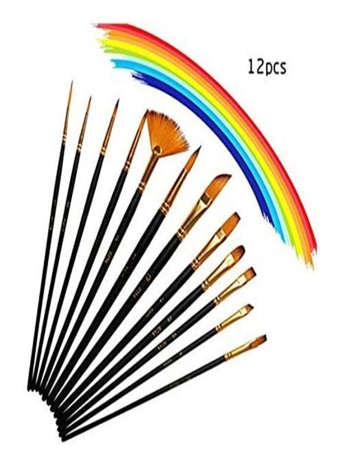 12pcs/Set Art Brush Set Paint Brushes Watercolor Acrylic Oil Painting - Image 2