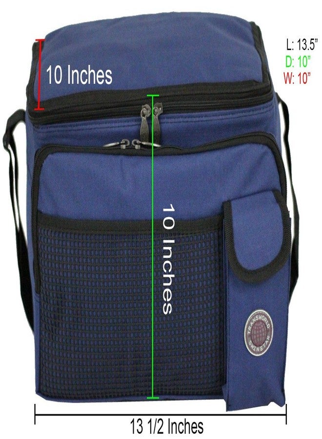 Transworld Durable Deluxe Insulated Lunch Cooler Bag (Many Colors and Size Available) (13 1/2"x10"x10", Navy) - Image 2