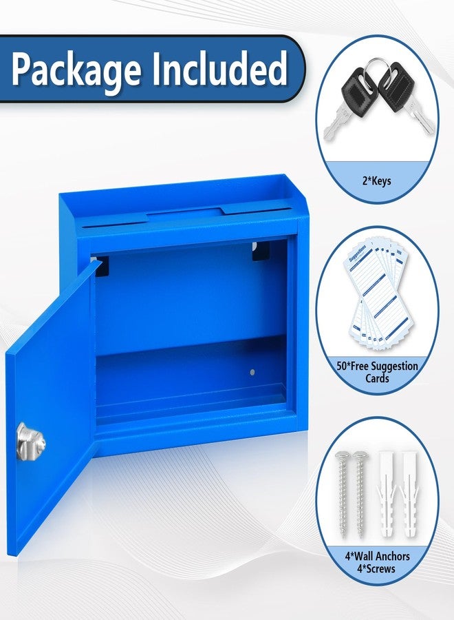 Kyodoled Suggestion Box,Locking Mailbox, Key Drop Box, Wall Mounted Mail Box,Safe Lock Box,Ballot Box,Donation Box 9.8" W x 3" D x 7" H, Blue - Image 5