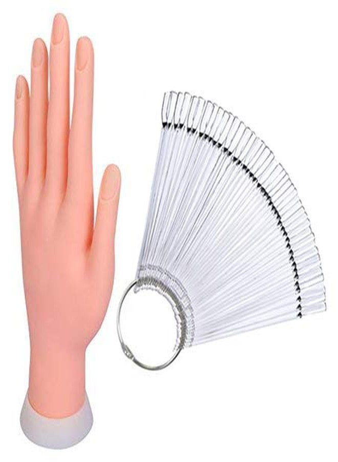 STORE 2508 Store2508 Combo Offer Nail Art Practise Hand and 50 Pcs Transparent Artificial Nail Swatches for Nail Art Practise & Training - Image 1