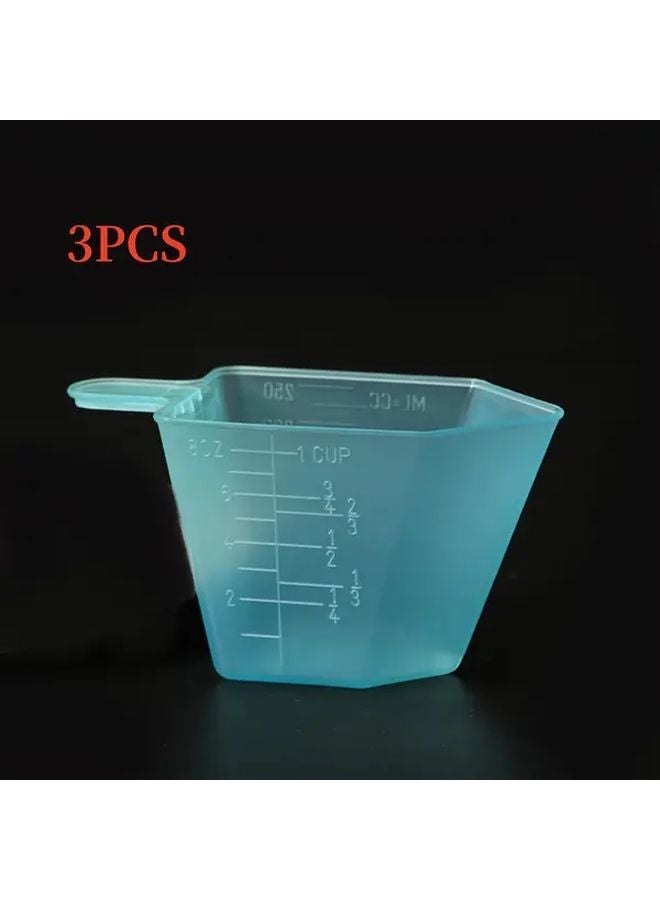 3pcs Blue 250ml 8oz Measuring Spoons Cups For Detergent Powder And Liquid - Image 1
