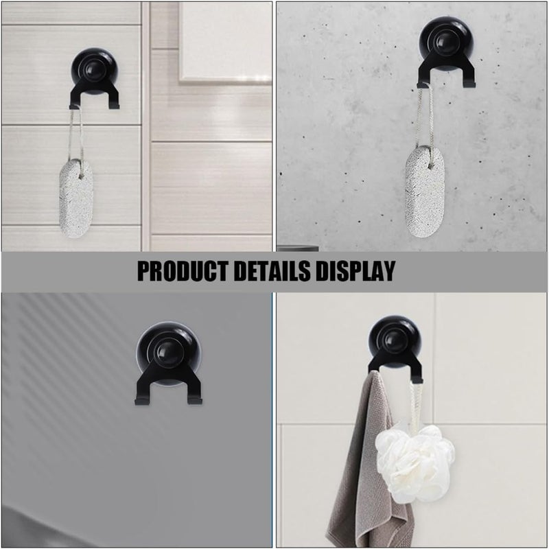 2pcs Stainless Steel Wall Hooks with Black Vacuum Suction Cups Heavy Duty Suction Cup Hooks for Bathroom and Kitchen for Shower Walls and Glass Panels - Image 5