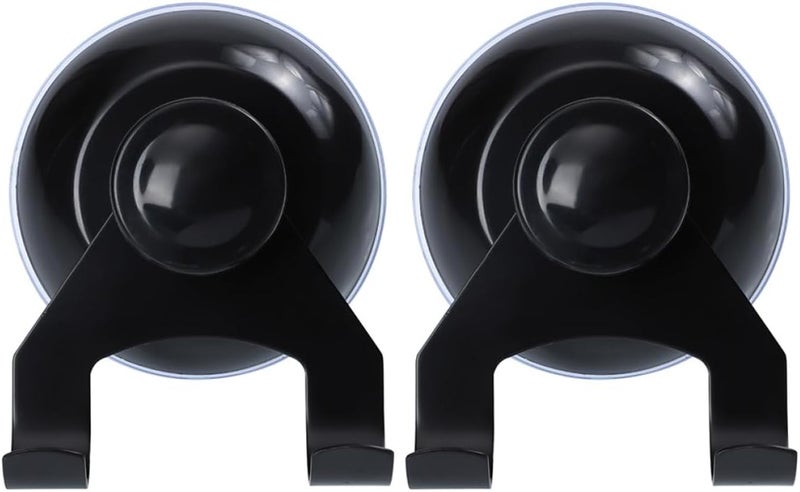 2pcs Stainless Steel Wall Hooks with Black Vacuum Suction Cups Heavy Duty Suction Cup Hooks for Bathroom and Kitchen for Shower Walls and Glass Panels - Image 1