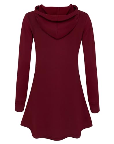 Miusey Fleece Zip Up Women Fuzzy Tunic Sweaters for Leggings Winter Casual Hooded Jackets Plain Long Sweatshirts Warm Clothes Wine XX-Large - Image 3