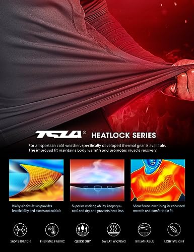 TSLA Men's Thermal Long Sleeve Compression Shirts, Athletic Base Layer Top, Winter Gear Running T-Shirt, Heatlock Round Neck Charcoal, Medium - Image 4