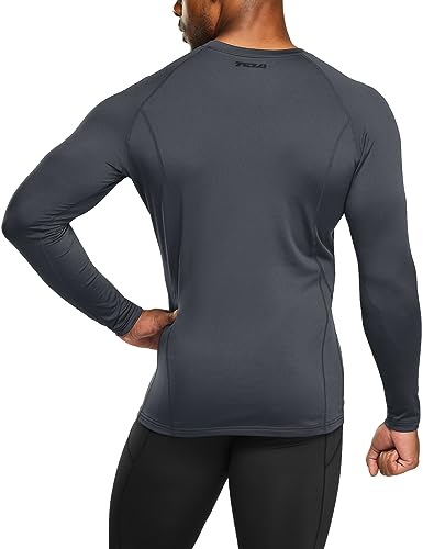 TSLA Men's Thermal Long Sleeve Compression Shirts, Athletic Base Layer Top, Winter Gear Running T-Shirt, Heatlock Round Neck Charcoal, Medium - Image 2