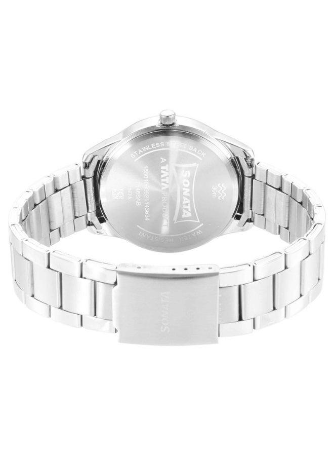 Sonata 7146SM03 Men’s Watch – Green Dial, Silver Stainless Steel Strap, Quartz Movement - Image 4