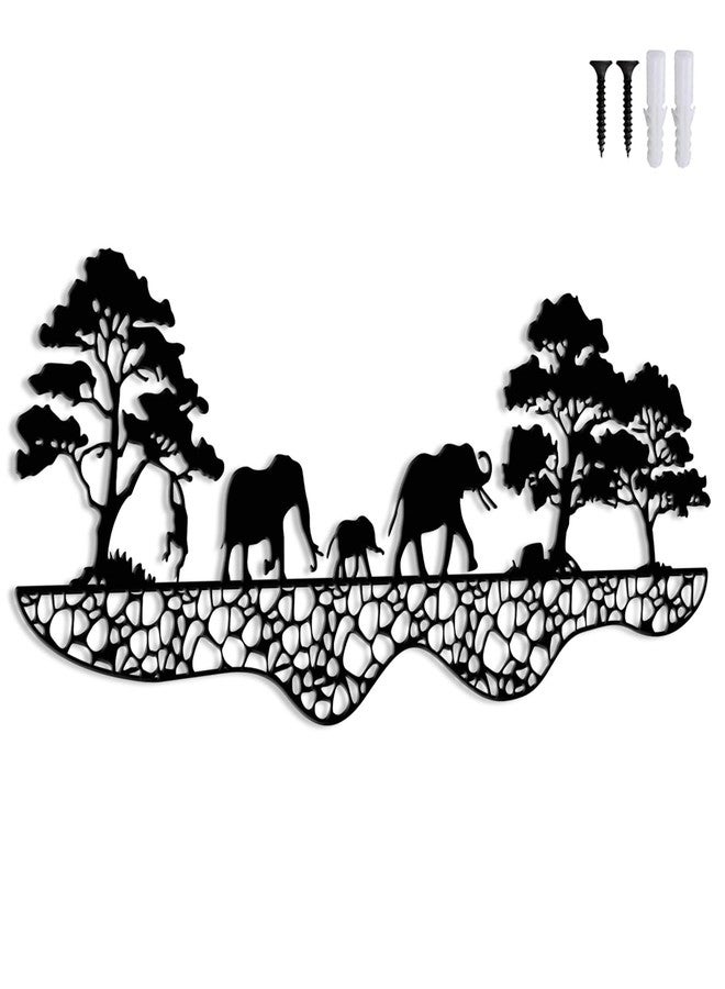 Maoerzai Elephant Family Metal Wall Art, Elephants Herd Metal Wall Decor, Modern African Wall Decor for Living Room & Home (Black - 16 x 8 Inch) - Image 4