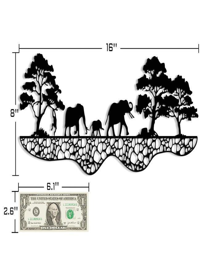 Maoerzai Elephant Family Metal Wall Art, Elephants Herd Metal Wall Decor, Modern African Wall Decor for Living Room & Home (Black - 16 x 8 Inch) - Image 5