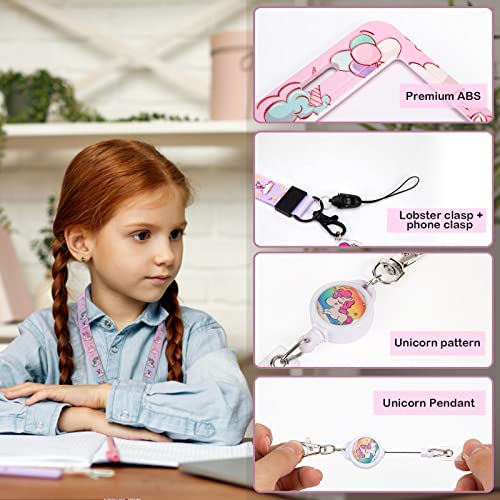 HIFOT Unicorn Kids Lanyard with Id Holder, Detachable Wrist Lanyard for Keys, Retractable Badge Holder with Metal Lobster Clasp Used for Student, Nurse, Teacher ID Holder - Image 3