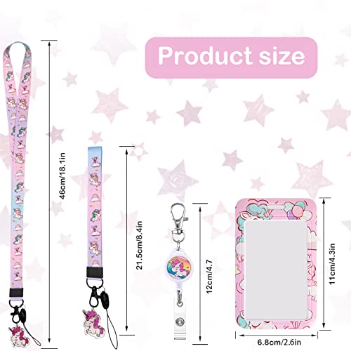 HIFOT Unicorn Kids Lanyard with Id Holder, Detachable Wrist Lanyard for Keys, Retractable Badge Holder with Metal Lobster Clasp Used for Student, Nurse, Teacher ID Holder - Image 2