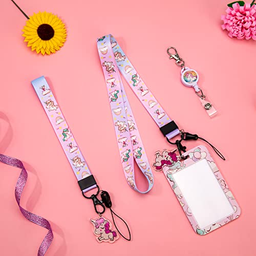 HIFOT Unicorn Kids Lanyard with Id Holder, Detachable Wrist Lanyard for Keys, Retractable Badge Holder with Metal Lobster Clasp Used for Student, Nurse, Teacher ID Holder - Image 4