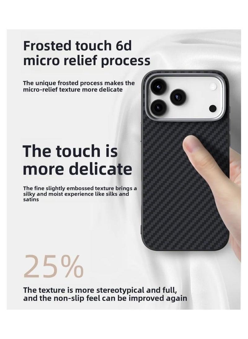 عام غطاء واقي مغناطيسي متوافق مع iPhone 17 Pro - غطاء فائق النحافة مضاد للصدمات بنسيج ألياف الكربون وطلاء مضاد لبصمات الأصابع، يدعم الشحن اللاسلكي - Image 2