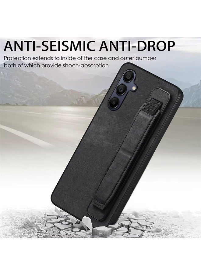 X-level Samsung Galaxy A15 4g/5g Case with Adjustable Wristband Strap Kickstand,handstrap Grip Loop Strap Leather Cover Protective Cell Phone Accessory for for Samsung Galaxy A15 5G, Black - Image 5