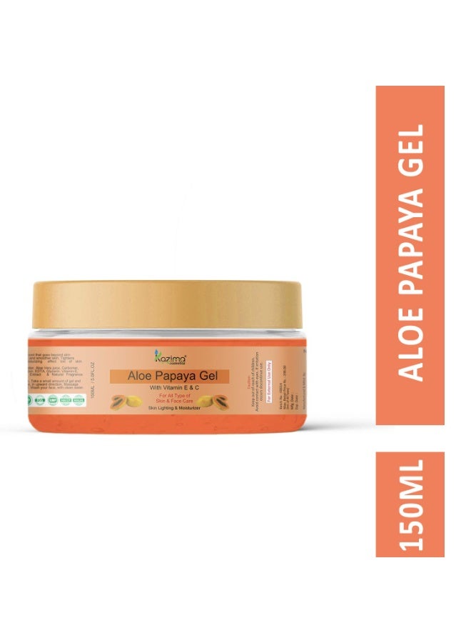 KAZIMA Aloe Papaya Gel with Vitamin E & C for Skin Lightening & Moisturizing, 150ML - Image 4